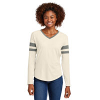 Women's Halftime Stripe Long Sleeve V Neck Tee Thumbnail