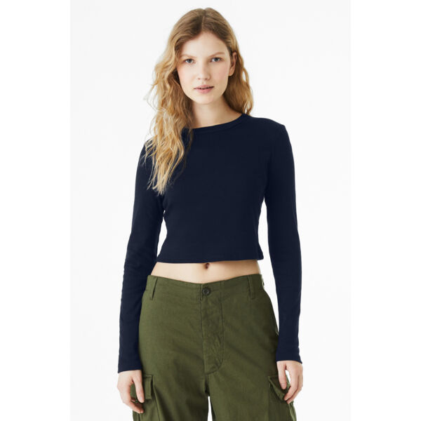 Women's Micro Rib Long Sleeve Baby Tee Thumbnail