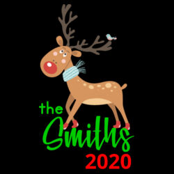 Family Name Reindeer - Adult/Child Soft Breathable Cotton/Poly T-Shirt Face Covering (10-Pack) Design