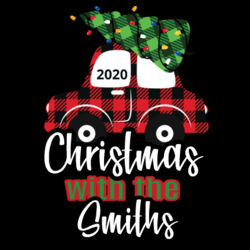 Customizable Christmas with the Family Name Buffalo Plaid Car  - Adult/Child Soft Breathable Cotton/Poly T-Shirt Face Covering (10-Pack) Design