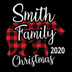 Family Name Buffalo Plaid Bear - Adult/Child Soft Breathable Cotton/Poly T-Shirt Face Covering (10-Pack) Design