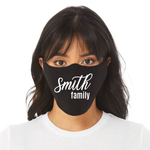 Family Name - Adult/Child Soft Breathable Cotton/Poly T-Shirt Face Covering (10-Pack) Thumbnail
