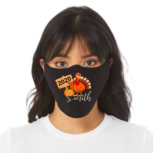Thanksgiving 2020 Family Name - Adult/Child Soft Breathable Cotton/Poly T-Shirt Face Covering (10-Pack) Thumbnail