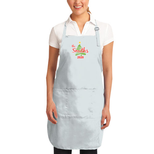Custom Name Christmas Tree - Easy Care Full Length Apron with Stain Release Thumbnail