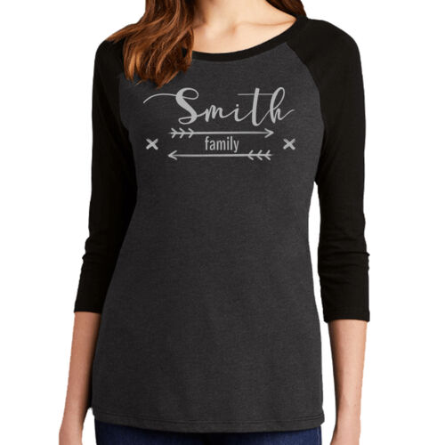Farmhouse Arrow Family Name - Women's Perfect Tri ® 3/4 Sleeve Raglan Thumbnail