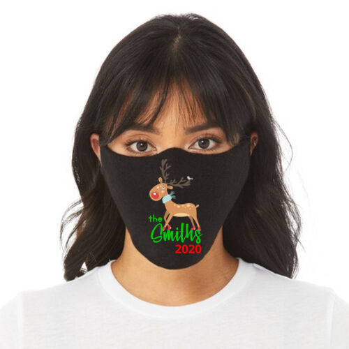 Family Name Reindeer - Adult/Child Soft Breathable Cotton/Poly T-Shirt Face Covering (10-Pack) Thumbnail