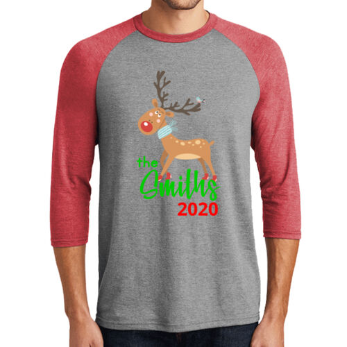 Family Name Reindeer - ® Perfect Tri ® 3/4 Sleeve Raglan Thumbnail