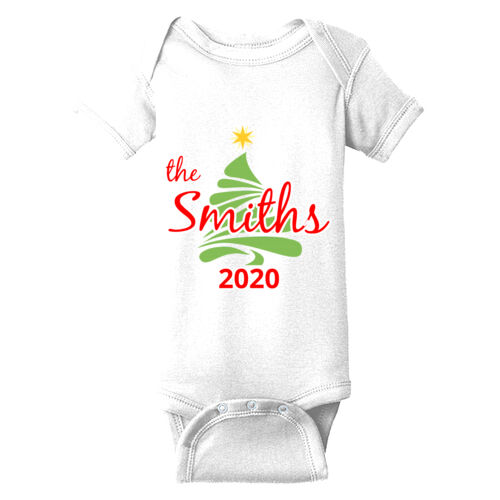 Custom Name Christmas Tree - ™ Infant Short Sleeve Baby Rib Bodysuit Thumbnail