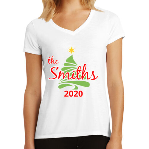 Custom Name Christmas Tree - Women's Perfect Tri ® V Neck Tee Thumbnail