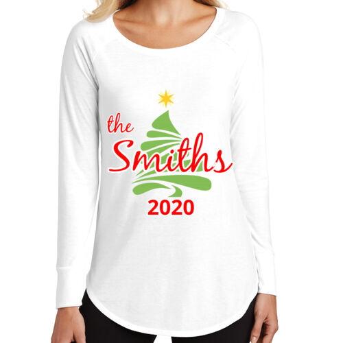 Custom Name Christmas Tree - ® Women's Perfect Tri ® Long Sleeve Tunic Tee Thumbnail