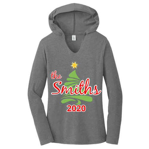 Custom Name Christmas Tree - Women's Perfect Tri ® Long Sleeve Hoodie Thumbnail