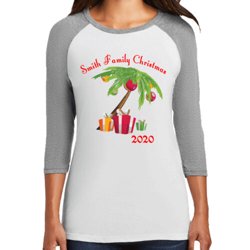Family Name Christmas Palm - Women's Perfect Tri ® 3/4 Sleeve Raglan Thumbnail