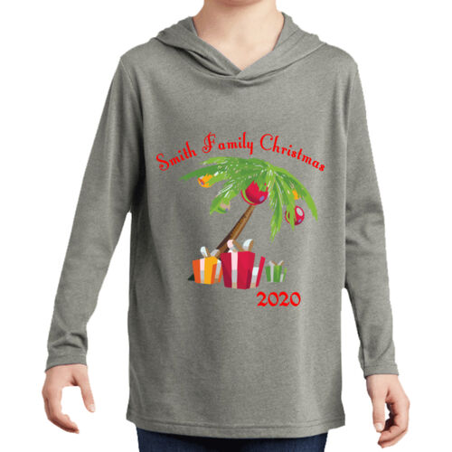 Family Name Christmas Palm - ® Youth Perfect Tri ® Long Sleeve Hoodie Thumbnail