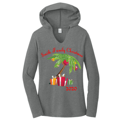Family Name Christmas Palm - Women's Perfect Tri ® Long Sleeve Hoodie Thumbnail