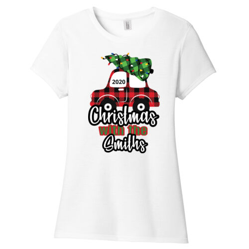 Customizable Christmas with the Family Name Buffalo Plaid Car  - ® Women's Perfect Tri ® Tee Thumbnail