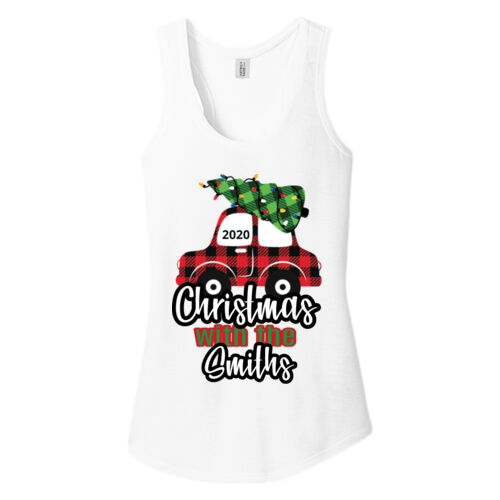 Customizable Christmas with the Family Name Buffalo Plaid Car  - ® Women's Perfect Tri ® Racerback Tank Thumbnail