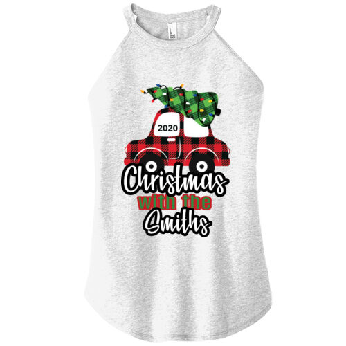 Customizable Christmas with the Family Name Buffalo Plaid Car  - ® Women's Perfect Tri ® Rocker Tank Thumbnail