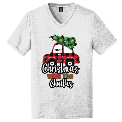 Customizable Christmas with the Family Name Buffalo Plaid Car  - ® Perfect Tri ® V Neck Tee Thumbnail