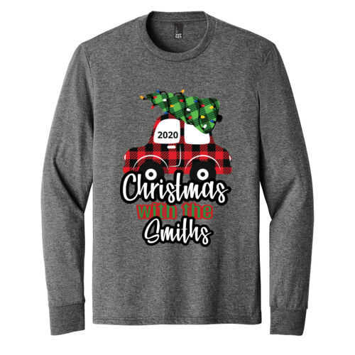 Customizable Christmas with the Family Name Buffalo Plaid Car  - Perfect Tri ® Long Sleeve Tee Thumbnail