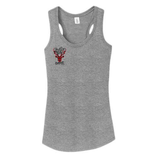 Customizable Family Name Buffalo Plaid Deer - ® Women's Perfect Tri ® Racerback Tank Thumbnail