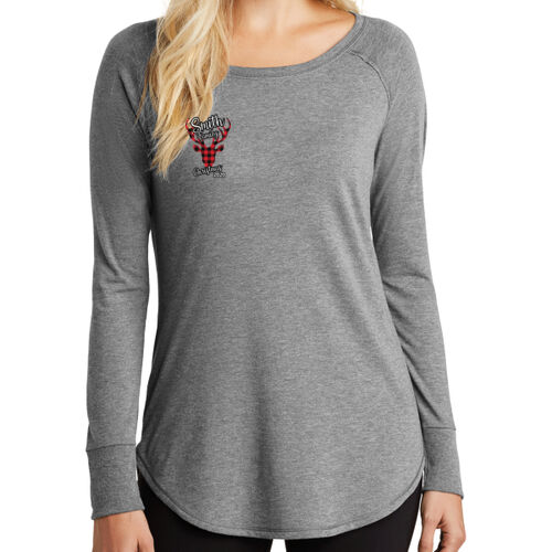 Customizable Family Name Buffalo Plaid Deer - ® Women's Perfect Tri ® Long Sleeve Tunic Tee Thumbnail