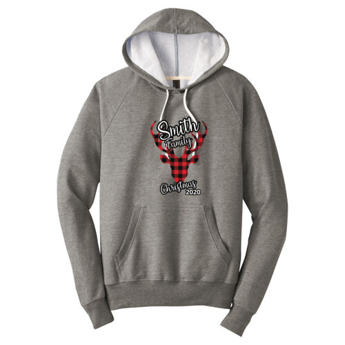 Customizable Family Name Buffalo Plaid Deer - ® Perfect Tri ® French Terry Hoodie Thumbnail