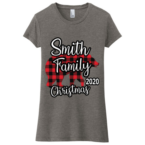 Family Name Buffalo Plaid Bear - ® Women's Fitted Perfect Tri ® Tee Thumbnail