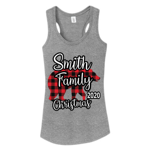 Family Name Buffalo Plaid Bear - ® Women's Perfect Tri ® Racerback Tank Thumbnail