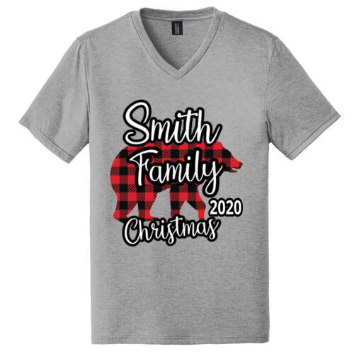 Family Name Buffalo Plaid Bear - ® Perfect Tri ® V Neck Tee Thumbnail