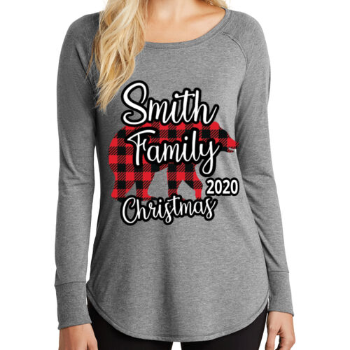 Family Name Buffalo Plaid Bear - ® Women's Perfect Tri ® Long Sleeve Tunic Tee Thumbnail