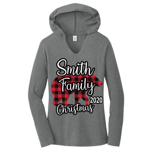 Family Name Buffalo Plaid Bear - Women's Perfect Tri ® Long Sleeve Hoodie Thumbnail