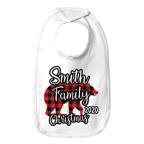 Family Name Buffalo Plaid Bear - ™ Infant Premium Jersey Bib Thumbnail