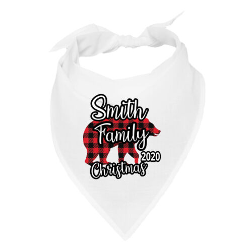 Family Name Buffalo Plaid Bear - Custom Bandana Face Cover (5-Pack) Thumbnail
