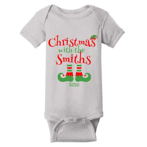 Christmas with the Custom Name Elf Shoes - ™ Infant Short Sleeve Baby Rib Bodysuit Thumbnail