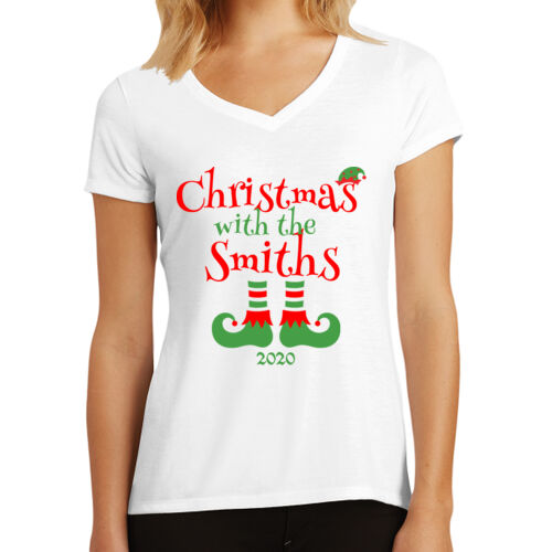 Christmas with the Custom Name Elf Shoes - Women's Perfect Tri ® V Neck Tee Thumbnail
