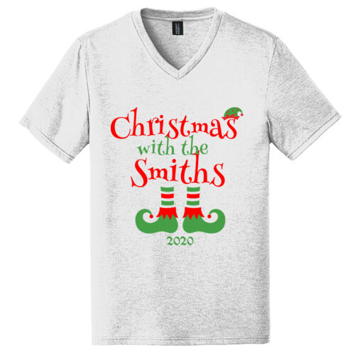 Christmas with the Custom Name Elf Shoes - ® Perfect Tri ® V Neck Tee Thumbnail