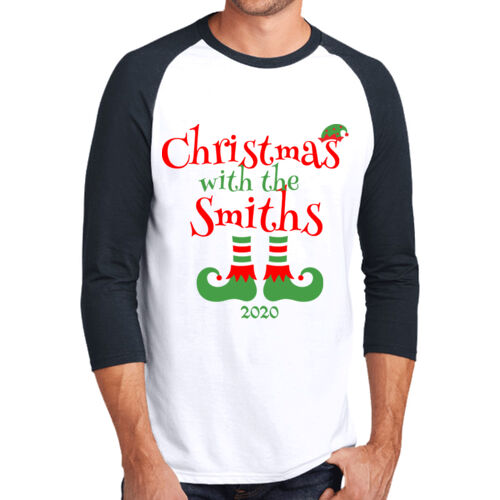 Christmas with the Custom Name Elf Shoes - ® Perfect Tri ® 3/4 Sleeve Raglan Thumbnail