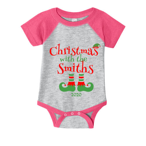 Christmas with the Custom Name Elf Shoes - ™ Infant Baseball Fine Jersey Bodysuit Thumbnail