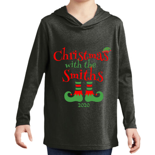 Christmas with the Custom Name Elf Shoes - ® Youth Perfect Tri ® Long Sleeve Hoodie Thumbnail