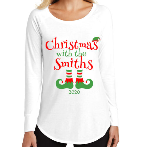 Christmas with the Custom Name Elf Shoes - ® Women's Perfect Tri ® Long Sleeve Tunic Tee Thumbnail