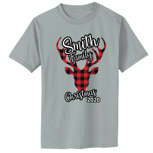 Customizable Family Name Buffalo Plaid Deer - Toddler Core Cotton Tee Thumbnail