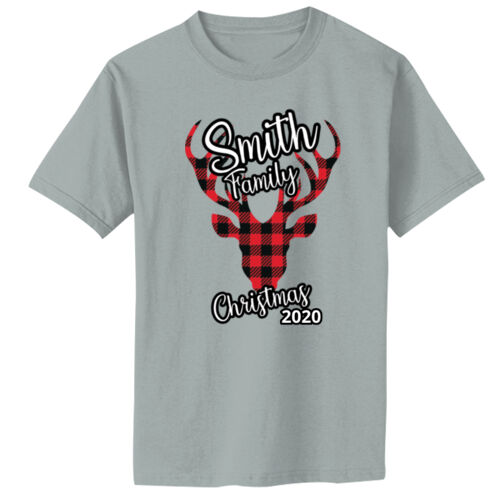 Customizable Family Name Buffalo Plaid Deer - Infant Core Cotton Tee Thumbnail