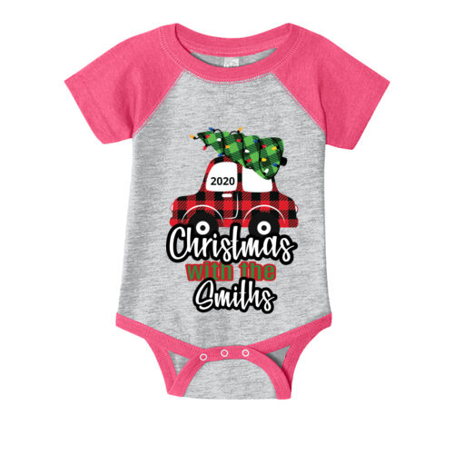 Customizable Christmas with the Family Name Buffalo Plaid Car  - ™ Infant Baseball Fine Jersey Bodysuit Thumbnail