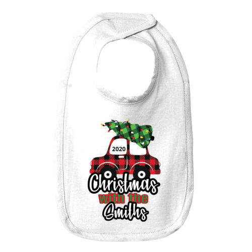 Customizable Christmas with the Family Name Buffalo Plaid Car  - ™ Infant Premium Jersey Bib Thumbnail