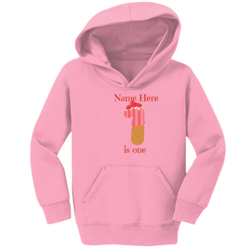 1st Birthday Personalized Name Shirt - Toddler Core Fleece Pullover Hooded Sweatshirt Thumbnail