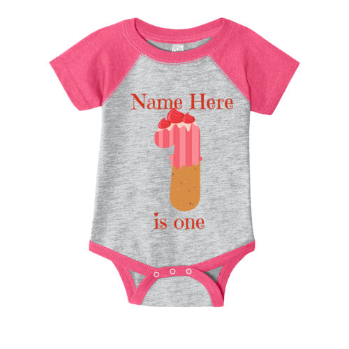 1st Birthday Personalized Name Shirt - ™ Infant Baseball Fine Jersey Bodysuit Thumbnail