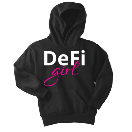 DeFi Girl Customizable - Youth Core Fleece Pullover Hooded Sweatshirt Thumbnail