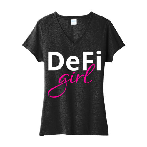 DeFi Girl Customizable - Ladies Fan Favorite  Blend V Neck Tee Thumbnail