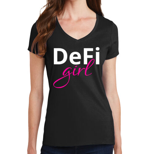 DeFi Girl Customizable - Ladies Fan Favorite V Neck Tee Thumbnail