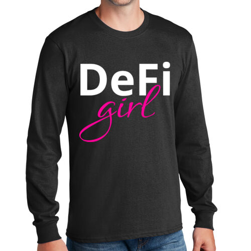 DeFi Girl Customizable - Long Sleeve Core Cotton Tee Thumbnail